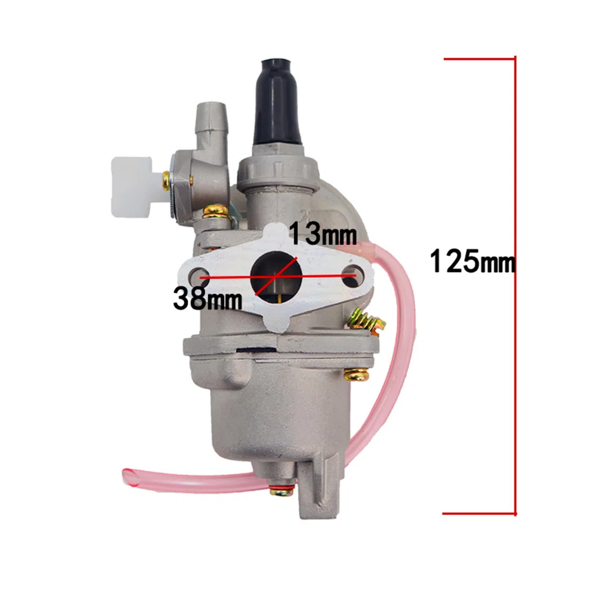 Viviance Carburador Carb Carby + Acero 44mm Filtro de aire + Pila compatible con 47cc 49cc Mini Moto Dirt Pocket Bike ATV Quad Go Kart Minimoto - Filtro rojo