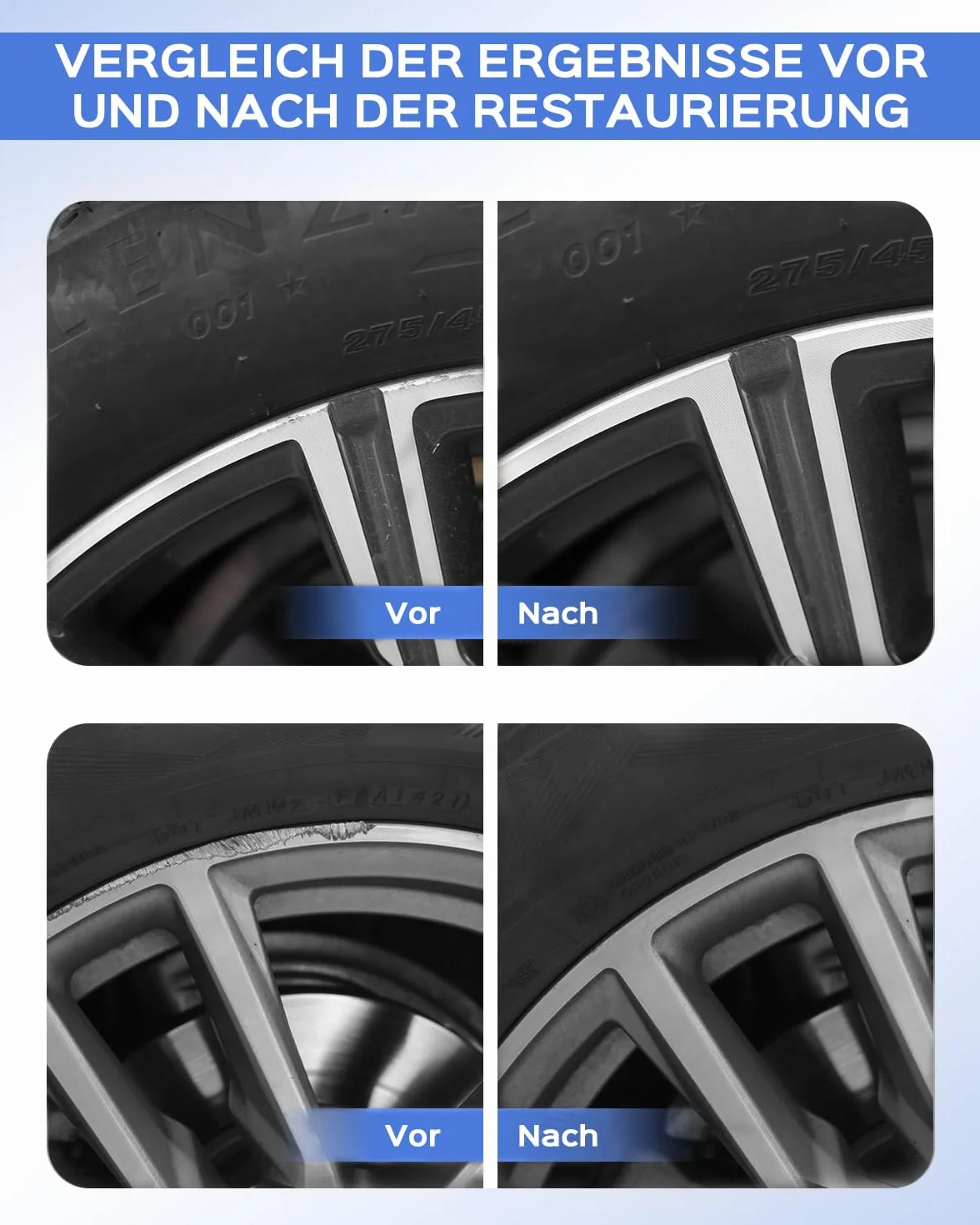 Pintura para retoques de llantas de plata refleja, compatible con llantas de BMW, reparación de daños en bordillos con pintura a juego de colores