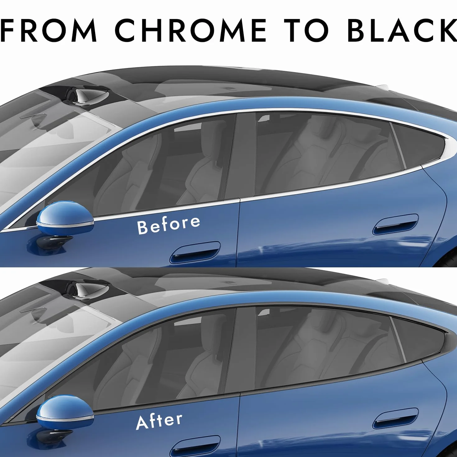 Vinilo para Coche, Película Cromada Negra Autoadhesiva con Liberación de Aire Sin Burbujas, Removible Sin Residuos, Kit de Instalación Incluido (Negro Mate, 10 cm × 9 m)