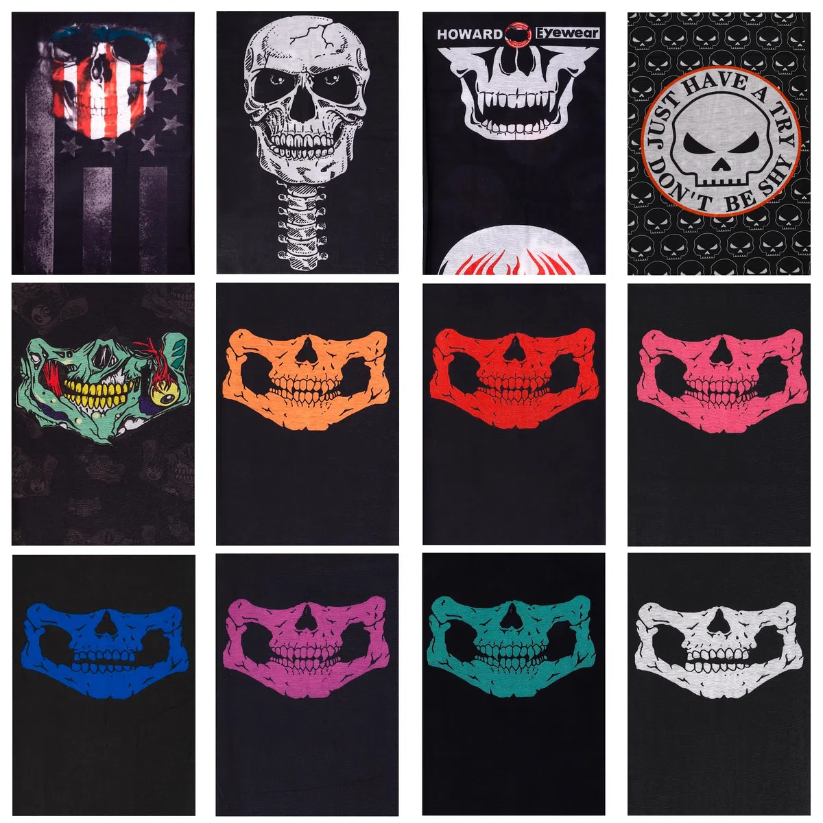 Pasamontañas De Calavera Multifuncional Áscara Bufanda Prueba Viento Moto Esquí Ciclismo Escalada 12 Piezas, Para Hombres Y Mujeres, M