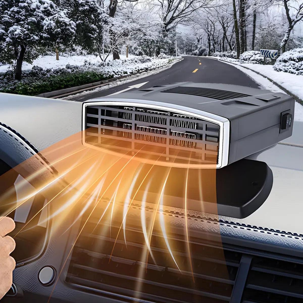 Calefacción para coche, Calefactor portátil para coche 12V 200W con calefacción y ventilación rápida, enchufe en la calefacción del coche para desempañador del parabrisas con base giratoria de 360°