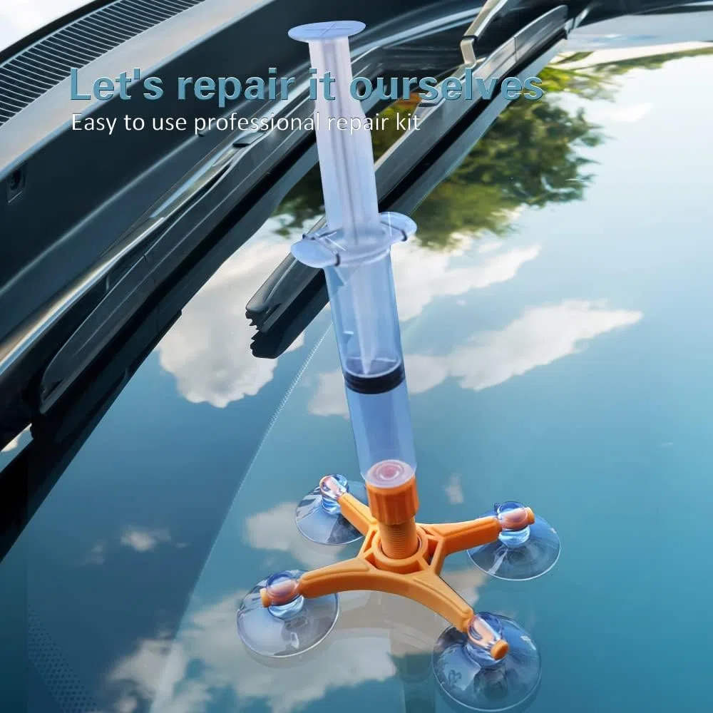 Manelord Kit de Reparación de Parabrisas, Kit de Reparación de Grietas en Parabrisas de Automóviles con 2 Botellas de Resina, Reparación Rápida de Grietas y Astillas, en Forma de Estrella