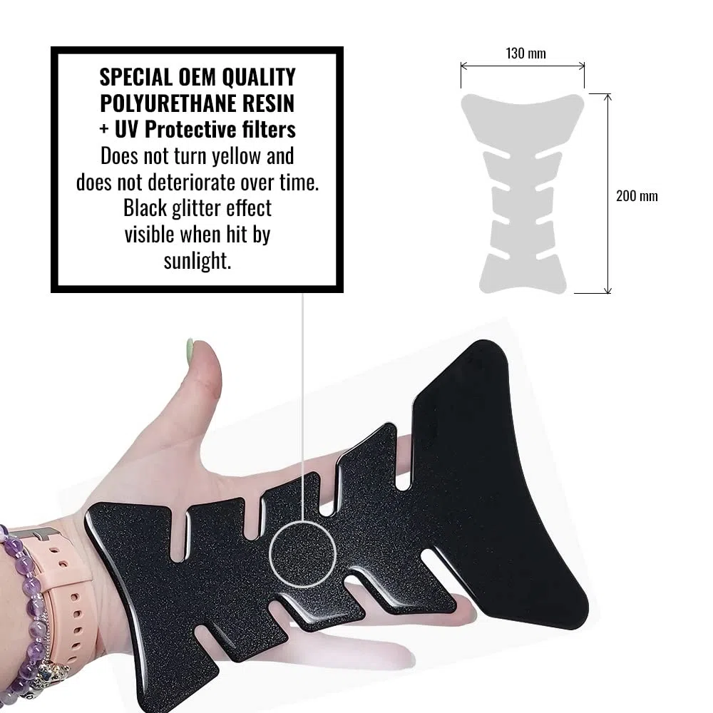 Protección 3D para tanque de motocicleta, deporte, negro brillante, 18 CM