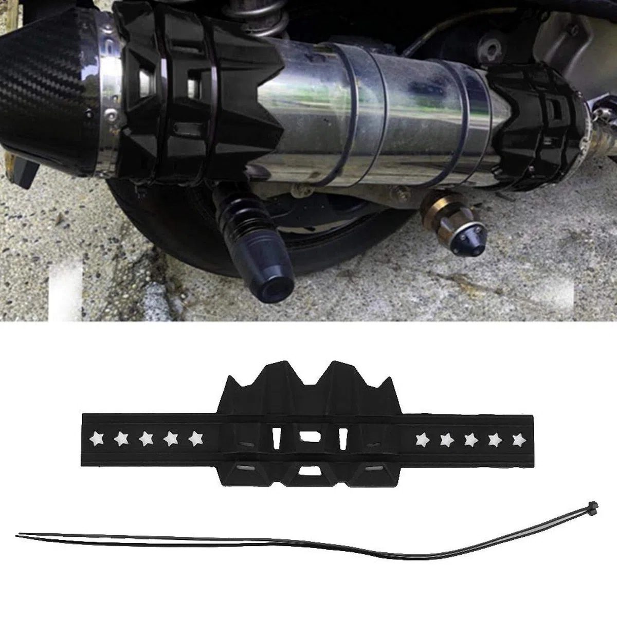 Protector del tubo de escape, protector universal de la cubierta del protector del tubo del escudo del calor del escape de la motocicleta del silicón(negro)