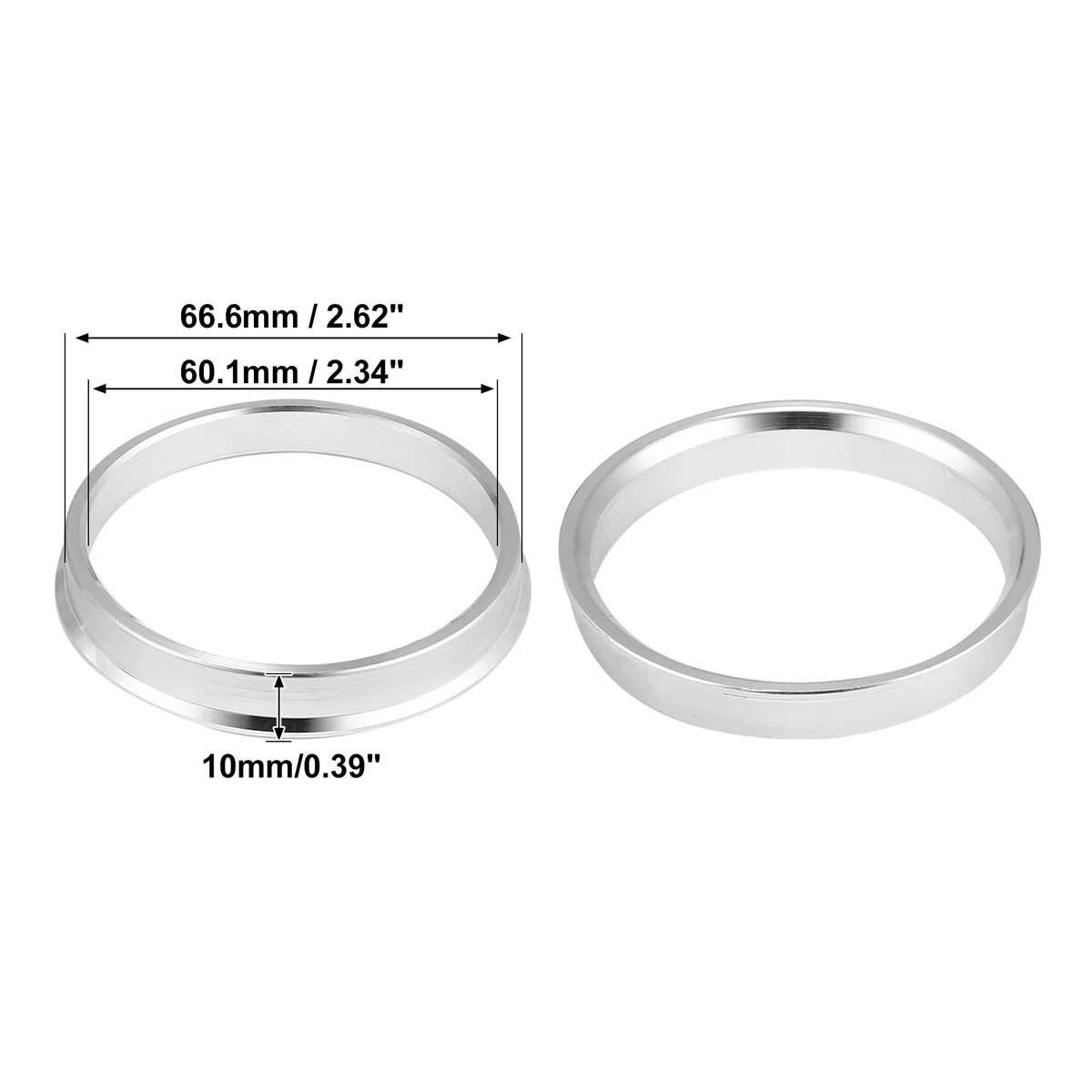 X AUTOHAUX 4 Piezas OD 66,6mm a ID 60,1mm Aluminio Aleación Coche Cubo Céntrico Anillos Anillos de Centrales
