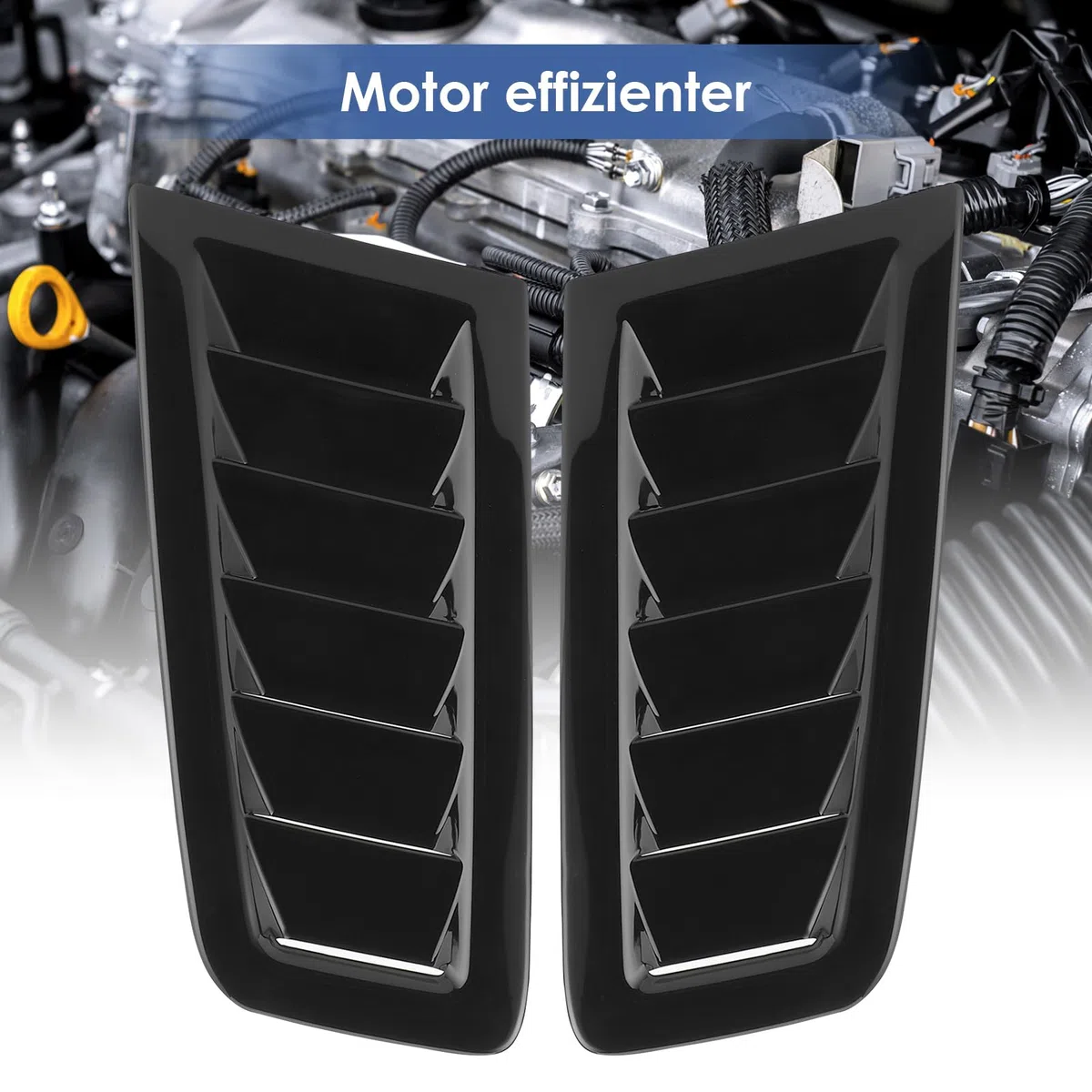 2 Uds Tomas Aire Capó Delantero Del Coche, Rejillas Capo Focus RS Kit de pala de ventilación para capó de coche Cubierta de entrada de flujo de aire Cubierta de admisión (Negro brillante)