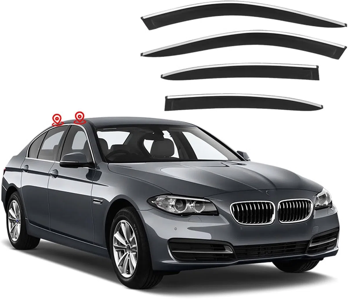 4 Piezas Deflectores de Viento Coche, para BMW 5 Series i MK6-F10 2011-2015 2016 2017 Ventana Lateral Viseras Solares Deflectores de Aire Accesorios,A