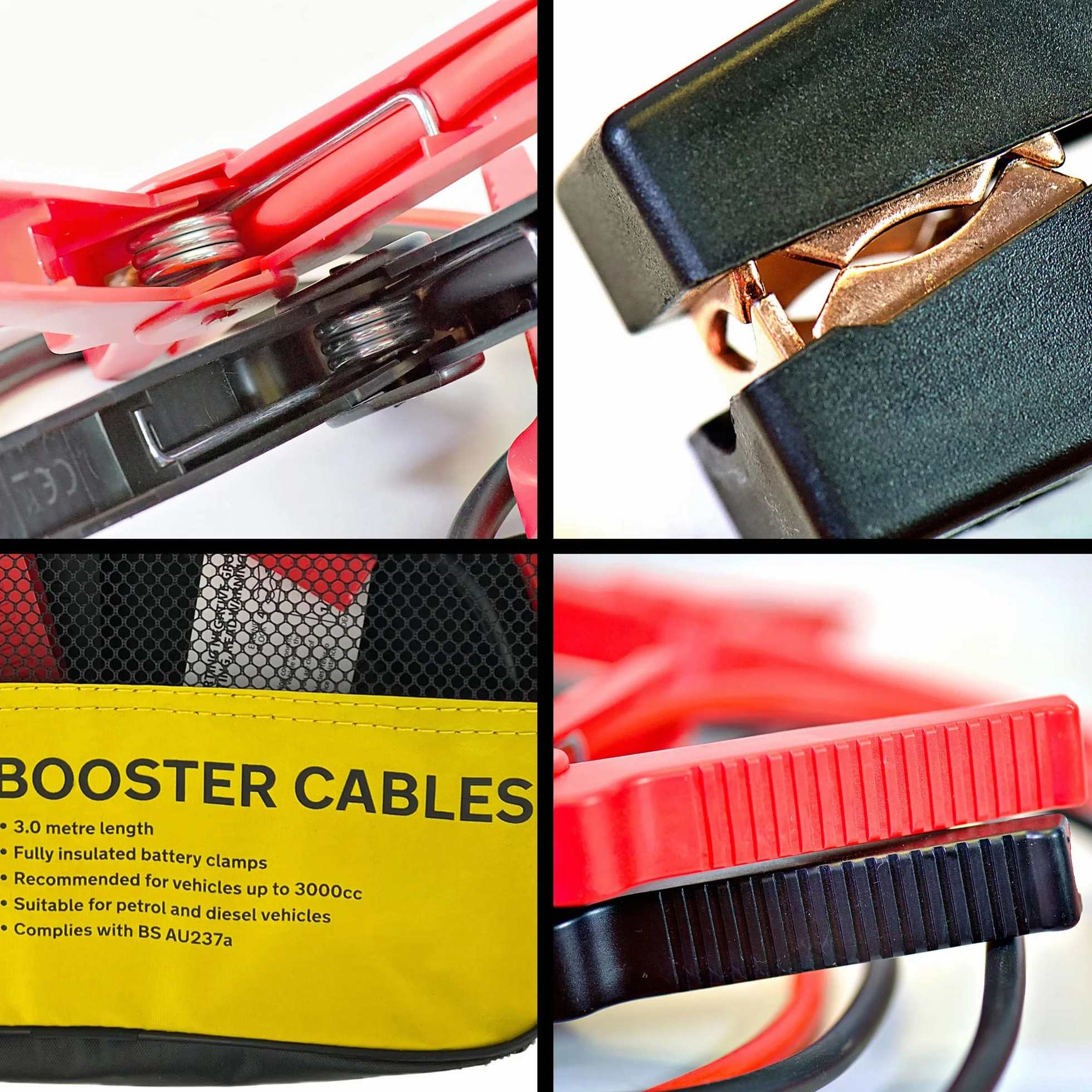 AA AA4550 - Cables de Arranque para Coche, para Motores de Gasolina y Diésel de Hasta 2.5 L/2500 CC, 250 A, 3 m de Cable, con Bolsa de Almacenamiento