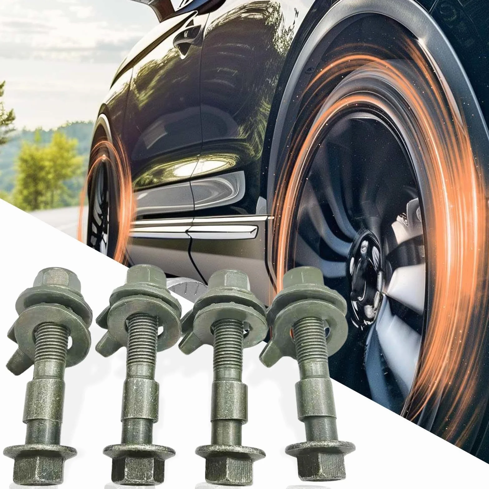 Kit de alineación de ruedas,Pernos de inclinación de ruedas | Tornillo excéntrico de posicionamiento de neumáticos de coche - 4X Tornillos de Camber de Rueda Tornillo Excéntrico de Camber, Kit de Pern