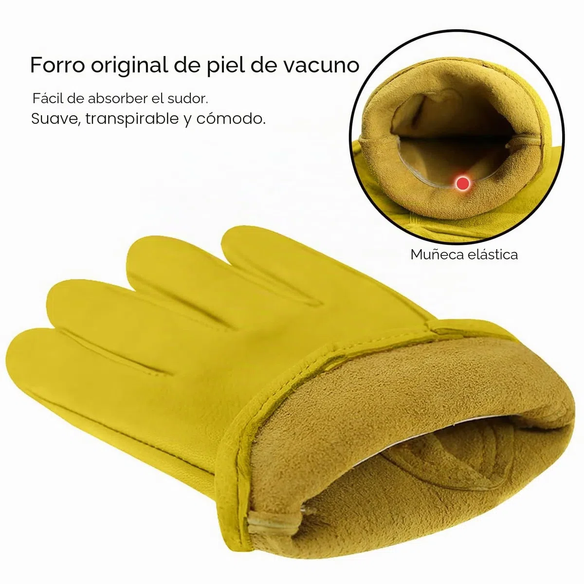 Guantes clásicos de motocicleta para conducción, de piel de vacuno, para uso en verano, color amarillo