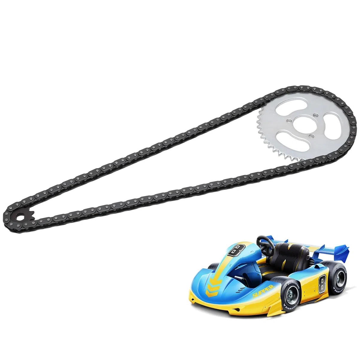 Piñón Delantero Y Trasero De Acero T8F, Piñón delantero y trasero kit piñones T8F acero transmisión kart Juego Cadena Engranajes Alta Potencia De Repuesto Para Karts Modificados ATV Mini Motocicletas