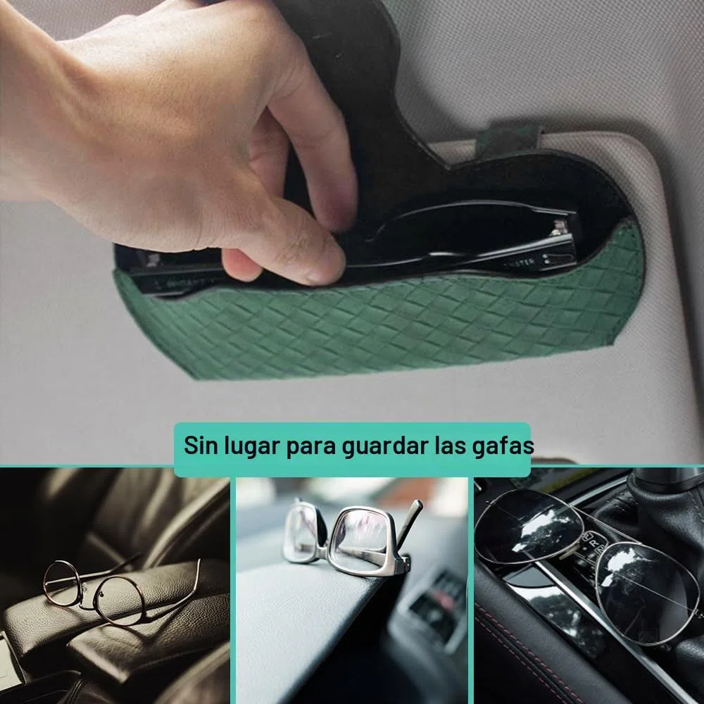 2 Soportes para Gafas de Sol para Visera de Coche, Caja organizadora de Gafas de Cuero con Clips para Visera de automóvil, Accesorios de Visera Interior automotriz
