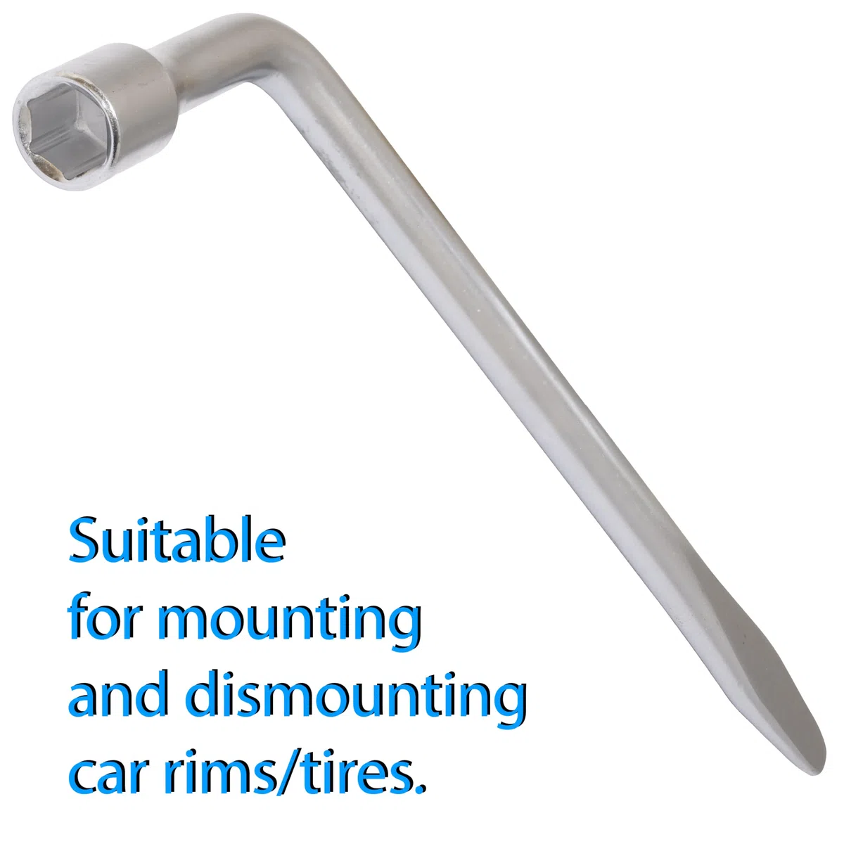 AERZETIX - C68472 - Llave de desmontaje rueda 17mm en ''L'' 295x95x25mm con 6 lados con manija destornillador plano - en acero Cr-V