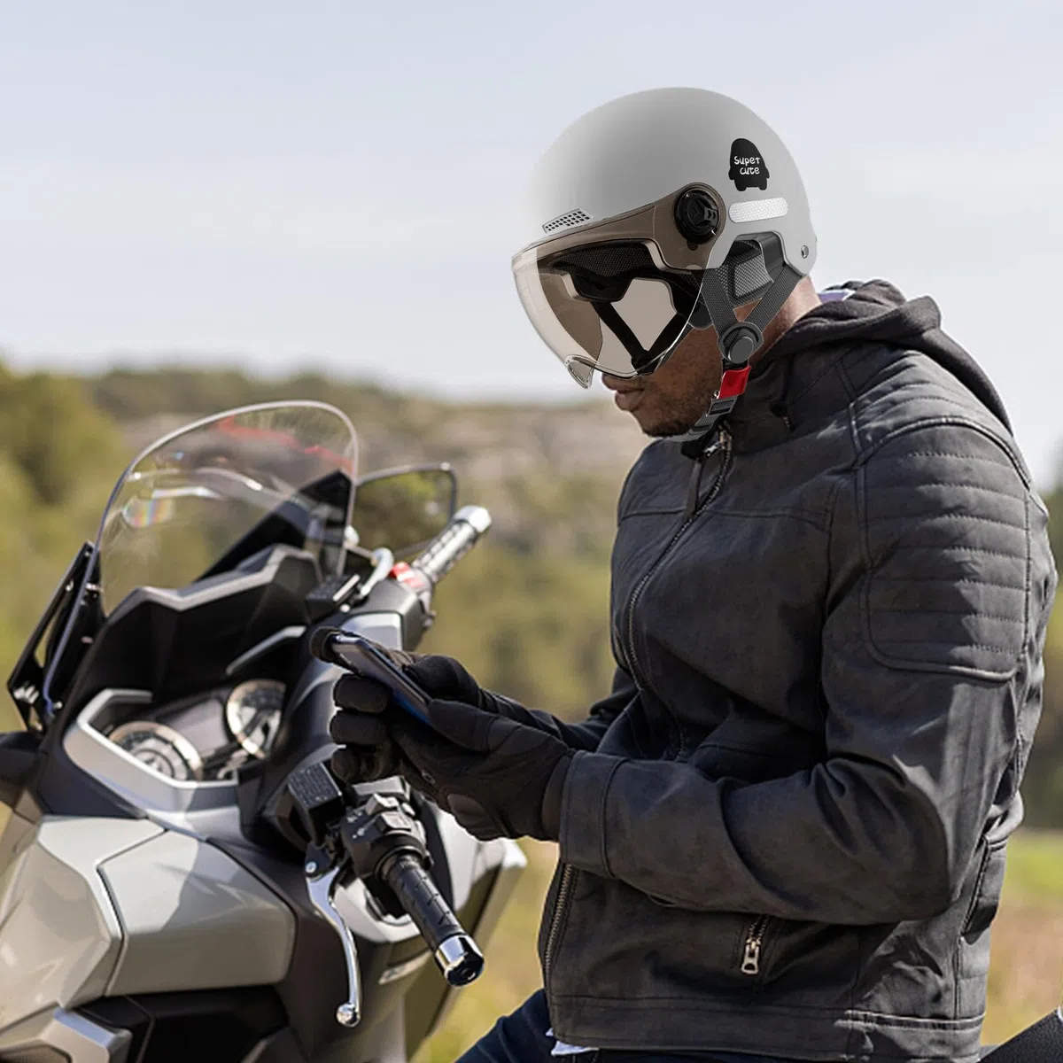Medio casco para motocicleta, gorro de seguridad para motocicleta de cara abierta | Casco de moto para adultos, protector solar de cara abierta | Cruiser Scooter motocicleta medio sombrero de segurida