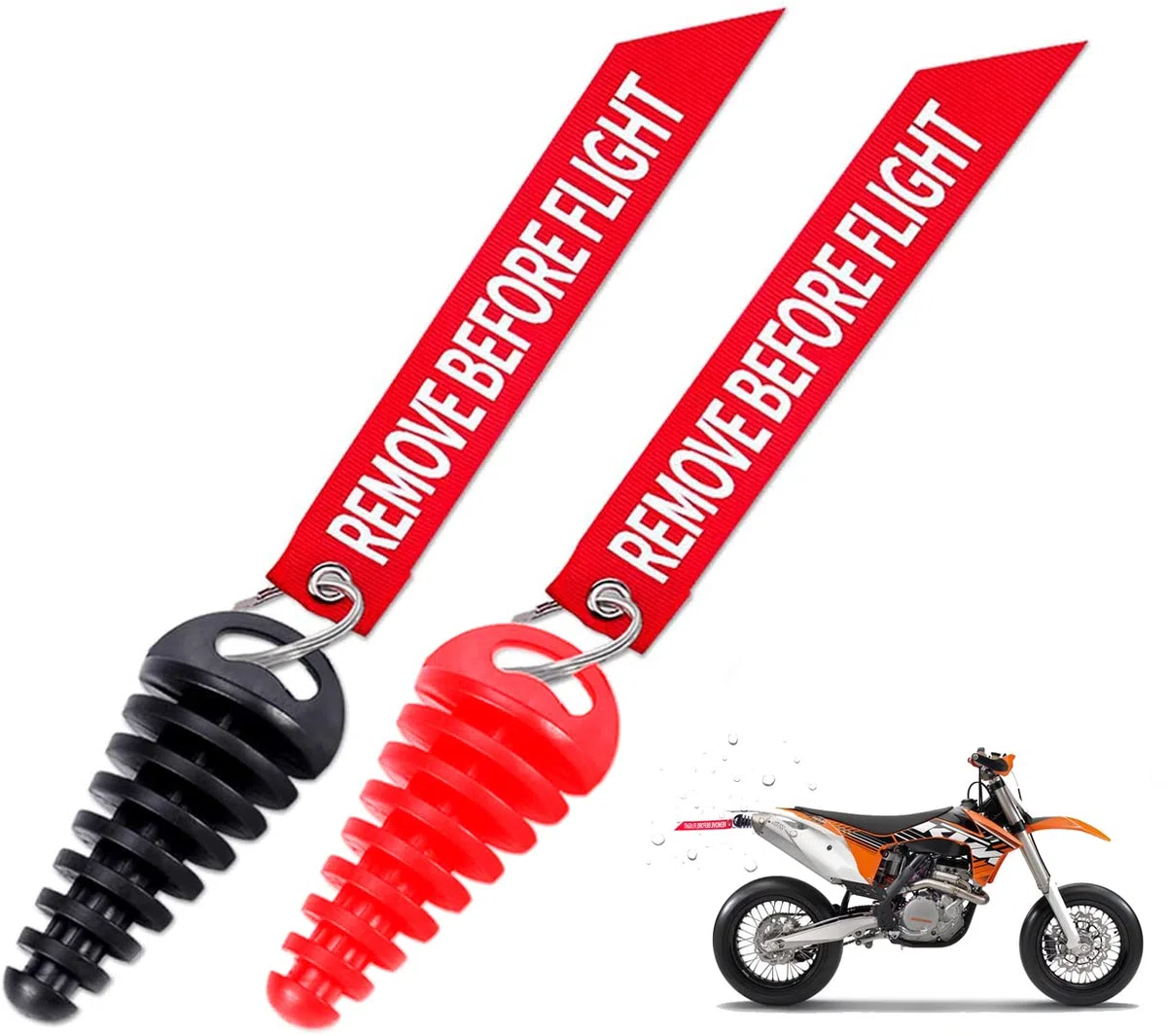 Tapón de lavado de escape de 15-38 mm/0,6-1,5", 2 tapones de lavado con 2 serpentinas, Tapón de Lavado de Escape de 2 Tiempos, Tapón de Escape Motocicleta para Motocicleta(Negro & Rojo)