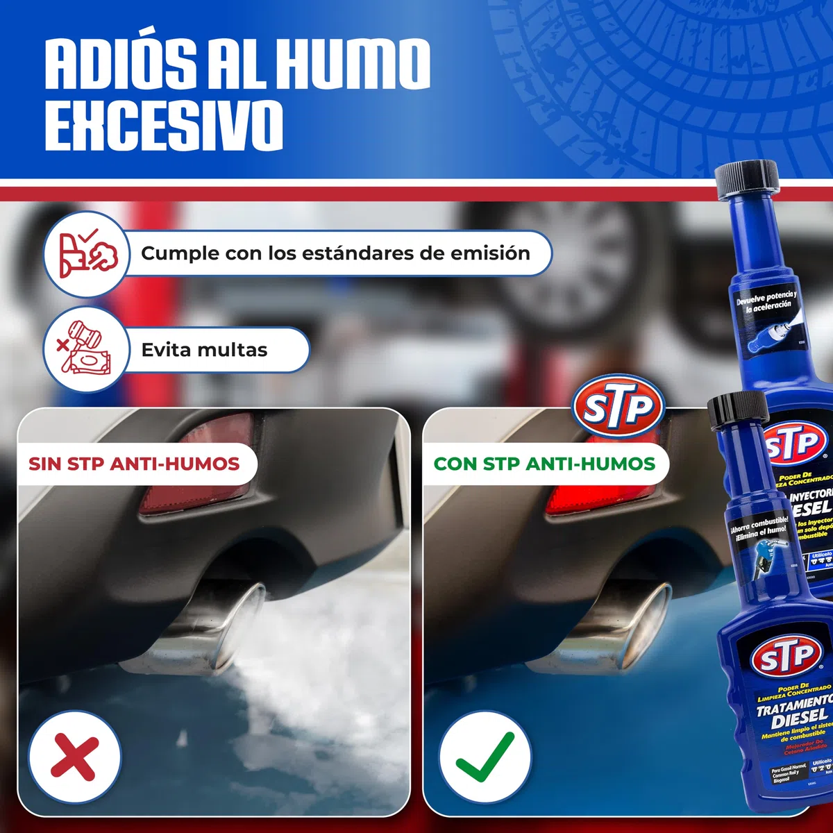 STP Limpia Inyectores Diesel + 3 Tratamientos - PACK DE 3+1 PRE ITV DIESEL 1 HORA - Reduce emisiones, ahorra combustible y mejora el rendimiento, 4X200 ml, El embalaje puede variar