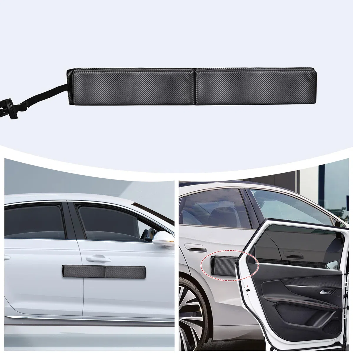 Hivexagon Protector magnético para Puerta de Coche, no Aluminio, Acolchado extraíble de Fibra de Carbono Suave, Evita arañazos y abolladuras (80 cm) (Gris)