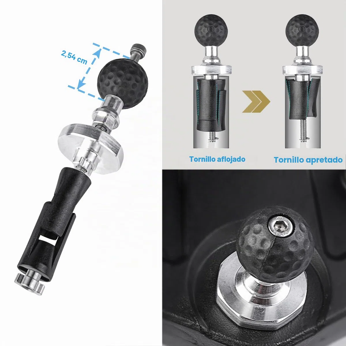 iMESTOU Soporte de Horquilla de Moto, Adaptador de Base de Bola de 1 Pulgadas para Agujeros de Horquilla de 12 a 30 mm Compatible con Motocicletas Yamaha/Kawasaki Ninja/BMW/Suzuki/Ducati