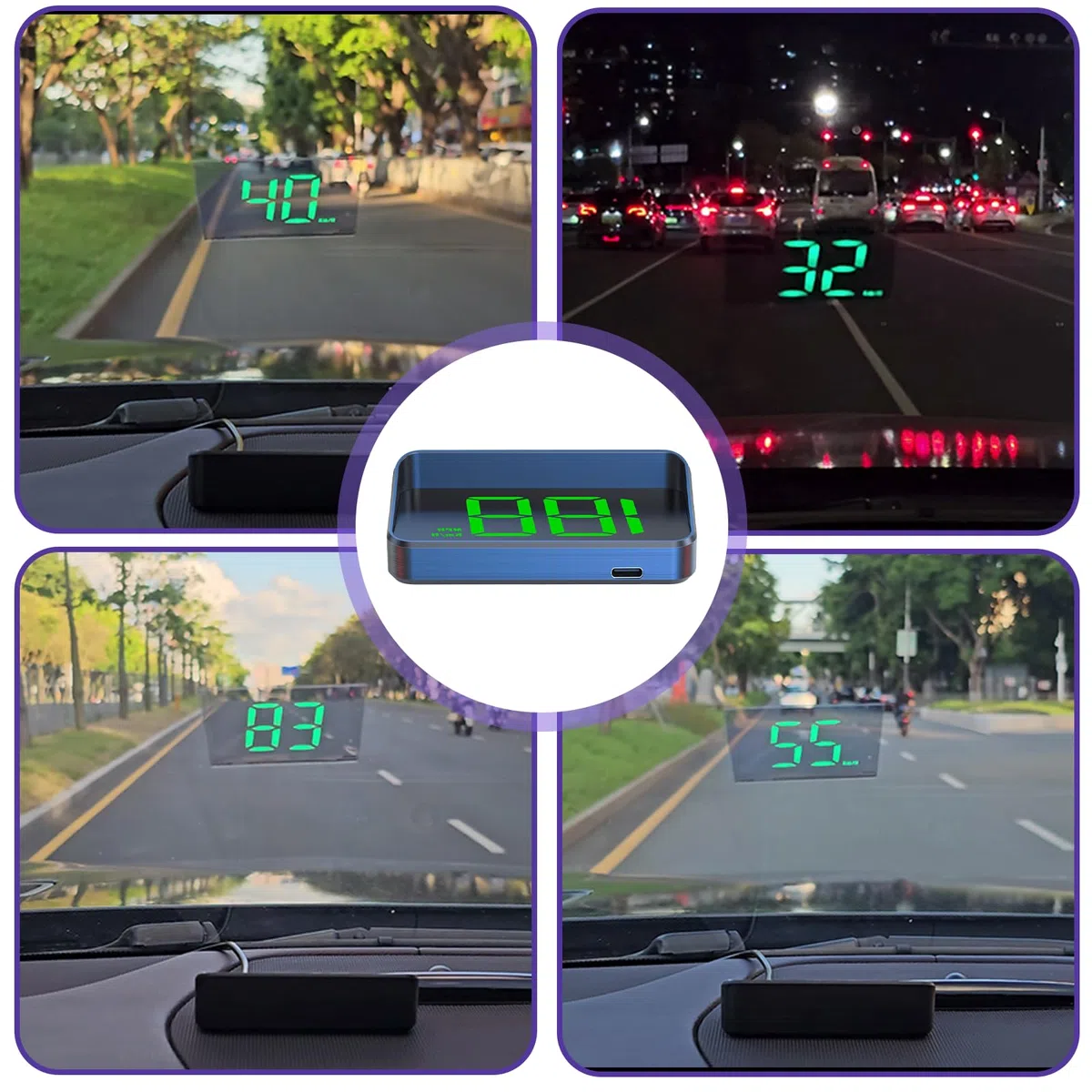 Tacómetro digital HUD Velocímetro: GPS Beidou medidor de velocidad, interfaz USB Plug and Play, proyector de parabrisas, compatible con todos los vehículos