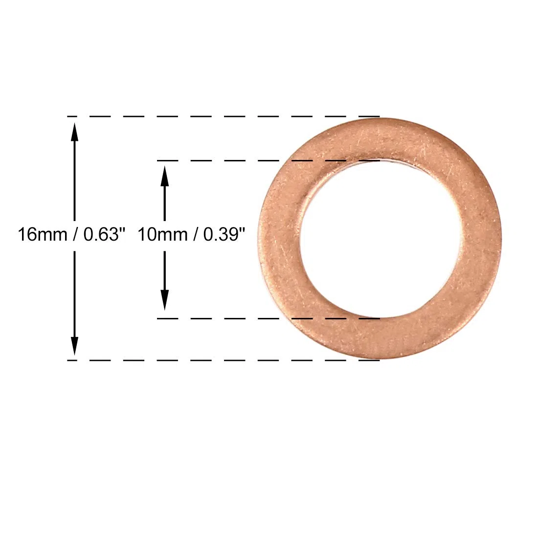 X AUTOHAUX 30Pcs Arandela de Cobre Junta de Sellado Plana para Coche de 10x16x1,5mm
