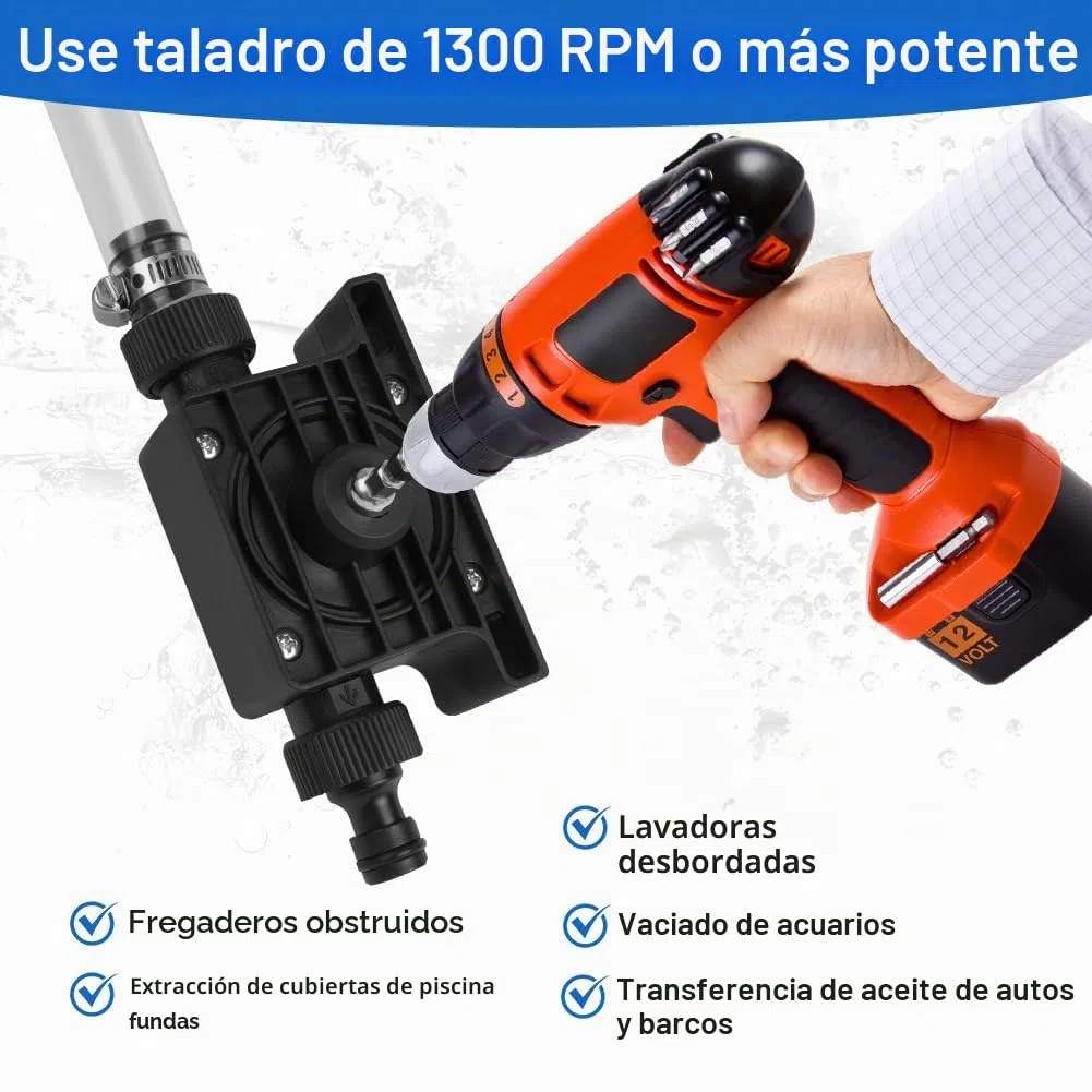Flintronic Bomba de taladro, Mini-bomba Adaptable a cualquier taladradora, Bomba Diesel para Taladro Eléctrico, mini taladros eléctricos para bombear y bombear agua, Velocidad 1500-3500 rpm