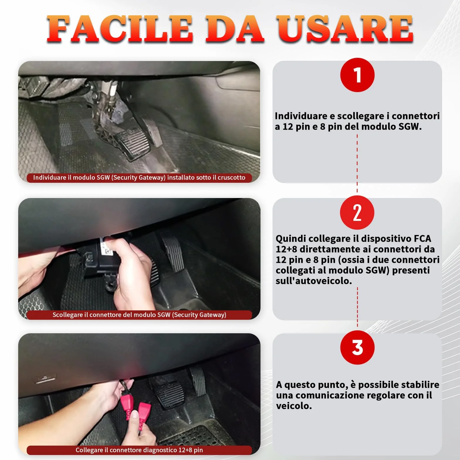 Cable OBD2 para FCA con Adaptador de 12+8 Pin,Compatible con Vehículos FCA Equipados con SGW de Chrysler/Jeep/Fiat/Alfa Romeo/Lancia/Maserati a Partir de 2018,Funciona con y Lector de Códigos
