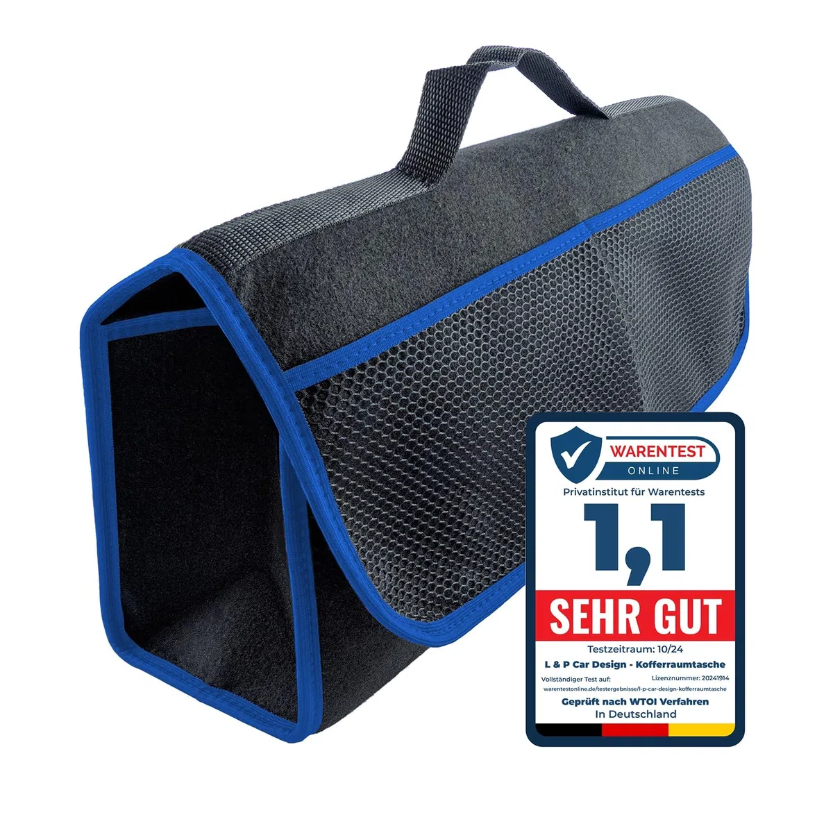 Bolsa de almacenamiento para maletero de coche con cierre de velcro (negro y azul)