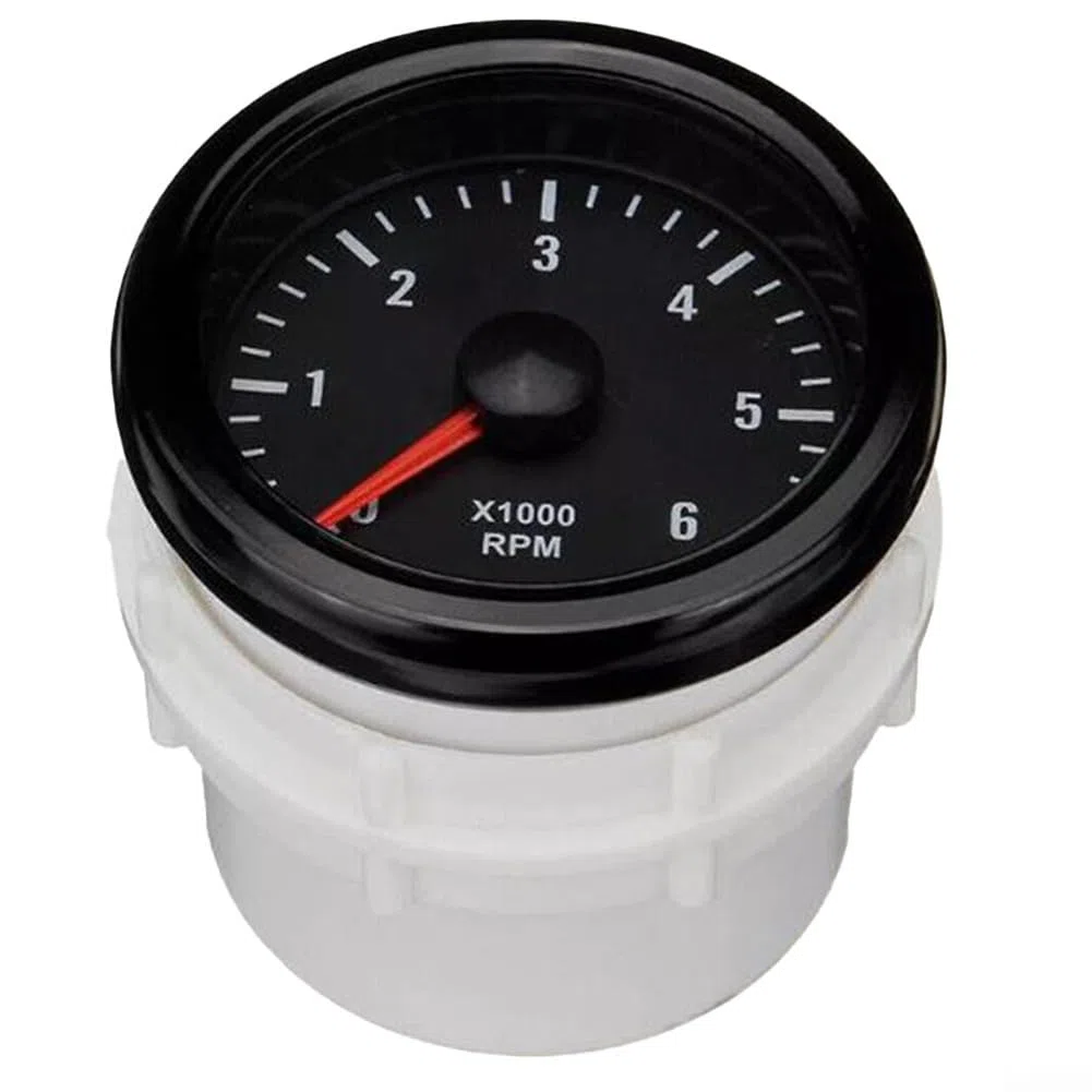 Medidor de tacómetro diésel de 12 V – Contador de revoluciones analógico blanco y negro para motores diésel
