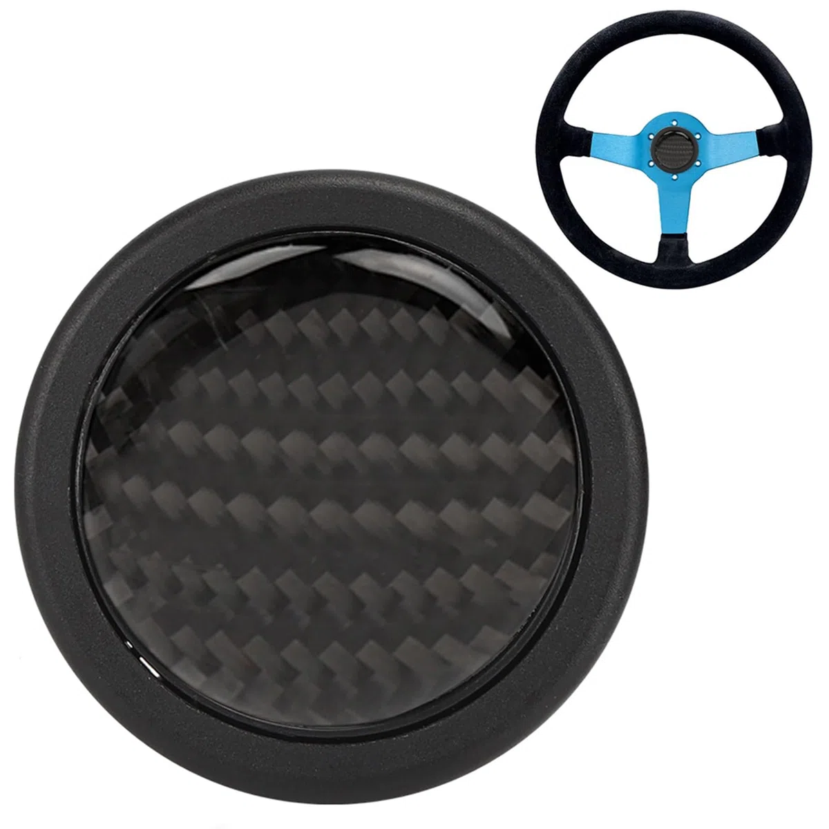 KIMISS Botón de bocina de fibra de carbono para volante Sparco, kit de 6 tornillos, accesorio de modificación para coches, diseño ligero y resistente