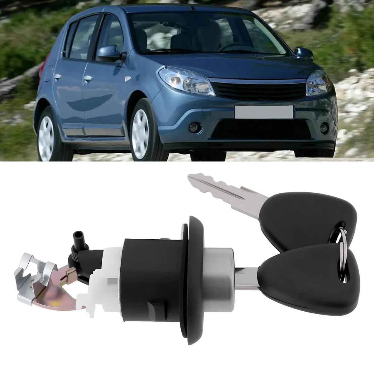 Cerradura de cilindro para portón trasero de coche con llaves 905020198R compatible con Dacia Sendero 08-12