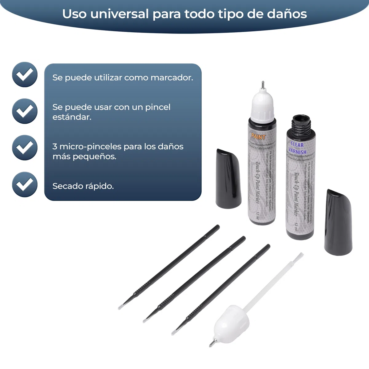 Reparador de Arañazos para Coche, Lápiz de Retoque para Automóvil, Bolígrafo Reparaarañazos, Rotulador de Reparación, 2 Piezas de Pintura de Retoque Peugeot con Base + Laca. (EZW GRIS HIERRO)