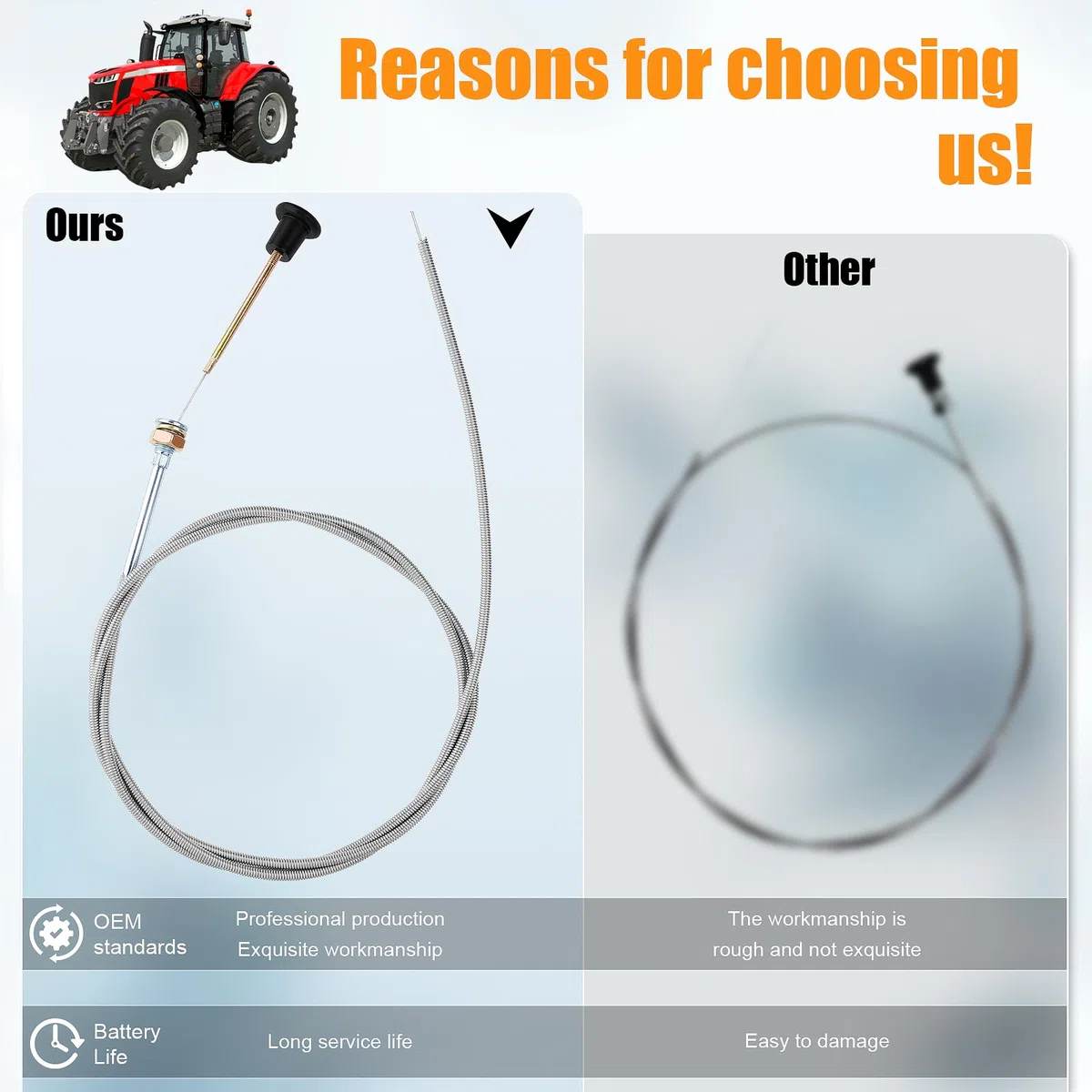 Universal Push Pull Choke Cable de control para tractor Go Cart Kart Varios modelos rotativos 237 703971 290831 63"Interior 60" Conducto 2-3/4 Recorrido
