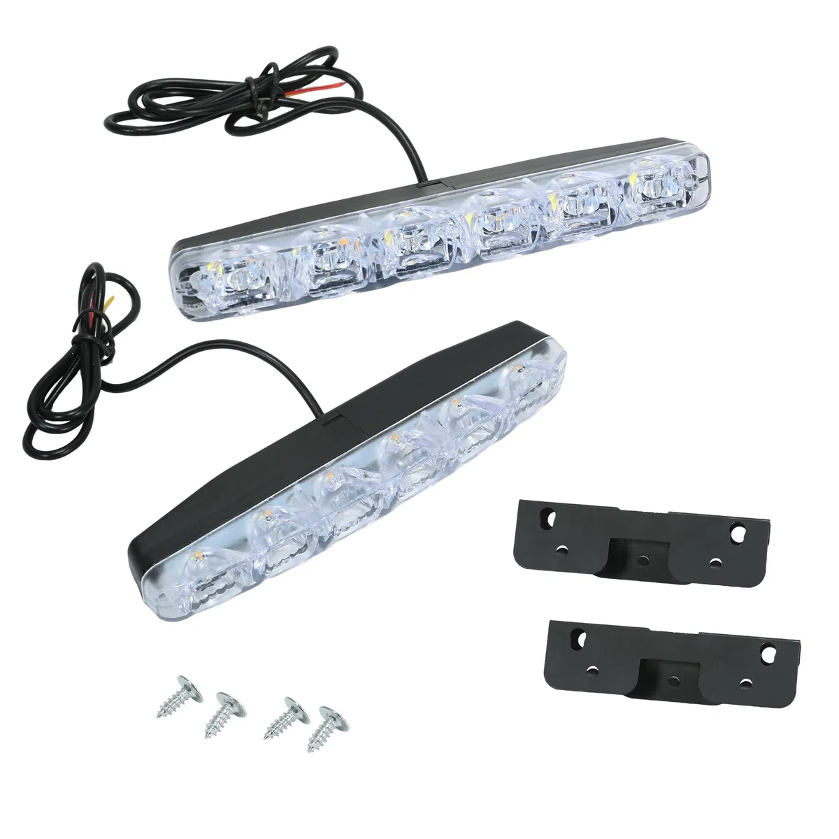 2 piezas de luces de circulación diurna para coche DRL 6 LED Señal de giro secuencial Luz de día blanca y amarilla