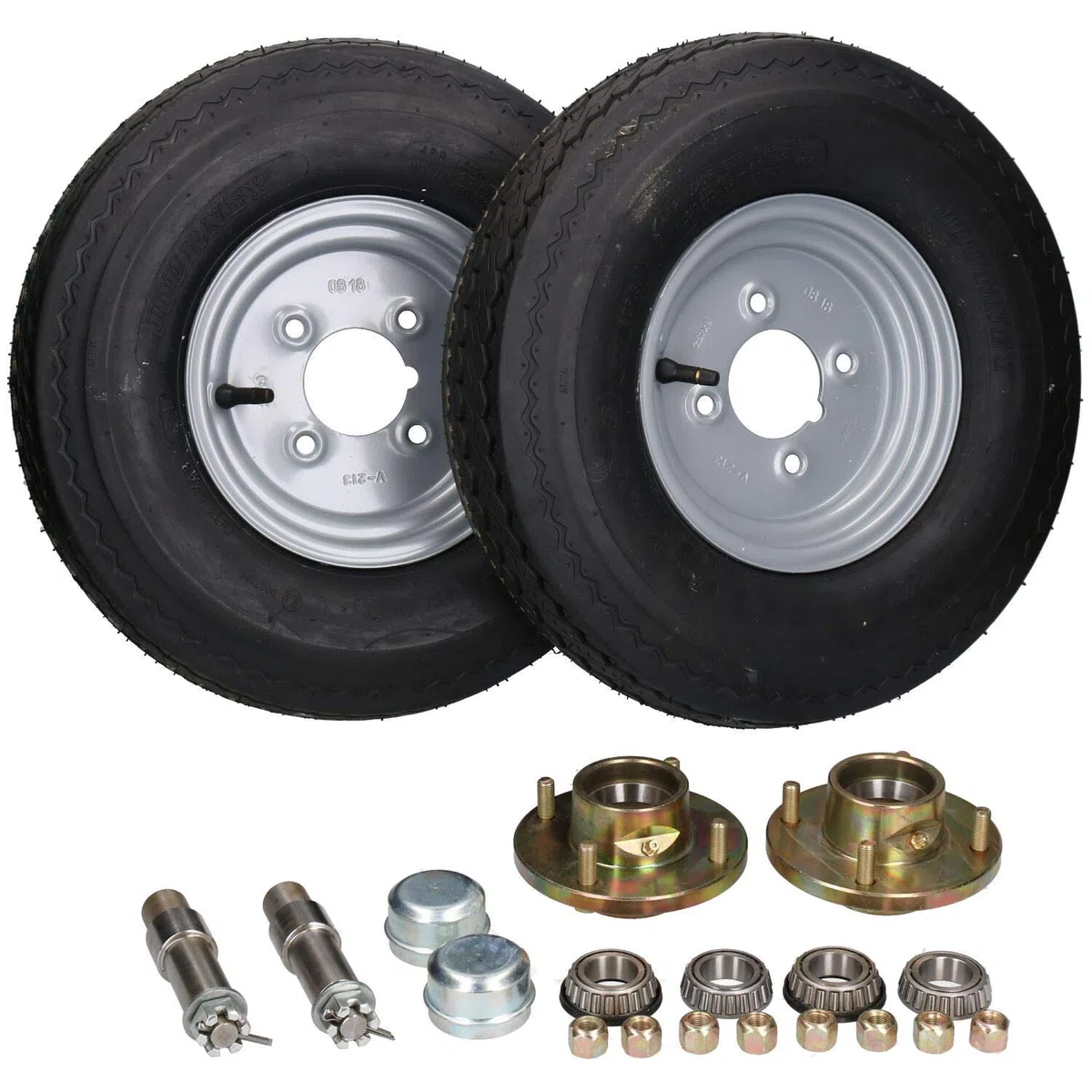 AB Tools 2pq Carro Remolque Cubos de Ruedas, Ruedas y Ejes de mangueta 8" 4.00-8 500kg