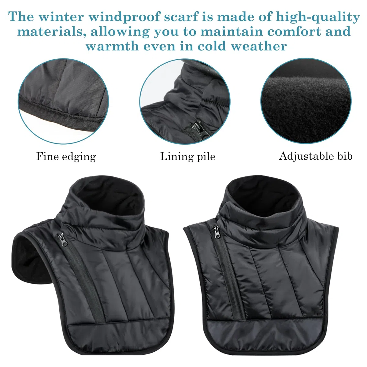 Calentador de cuello a prueba de viento para moto, ajustable, con cremallera y bolsa de almacenamiento, calentador de cuello y pecho para moto, equipo de invierno, para ciclismo al aire libre,