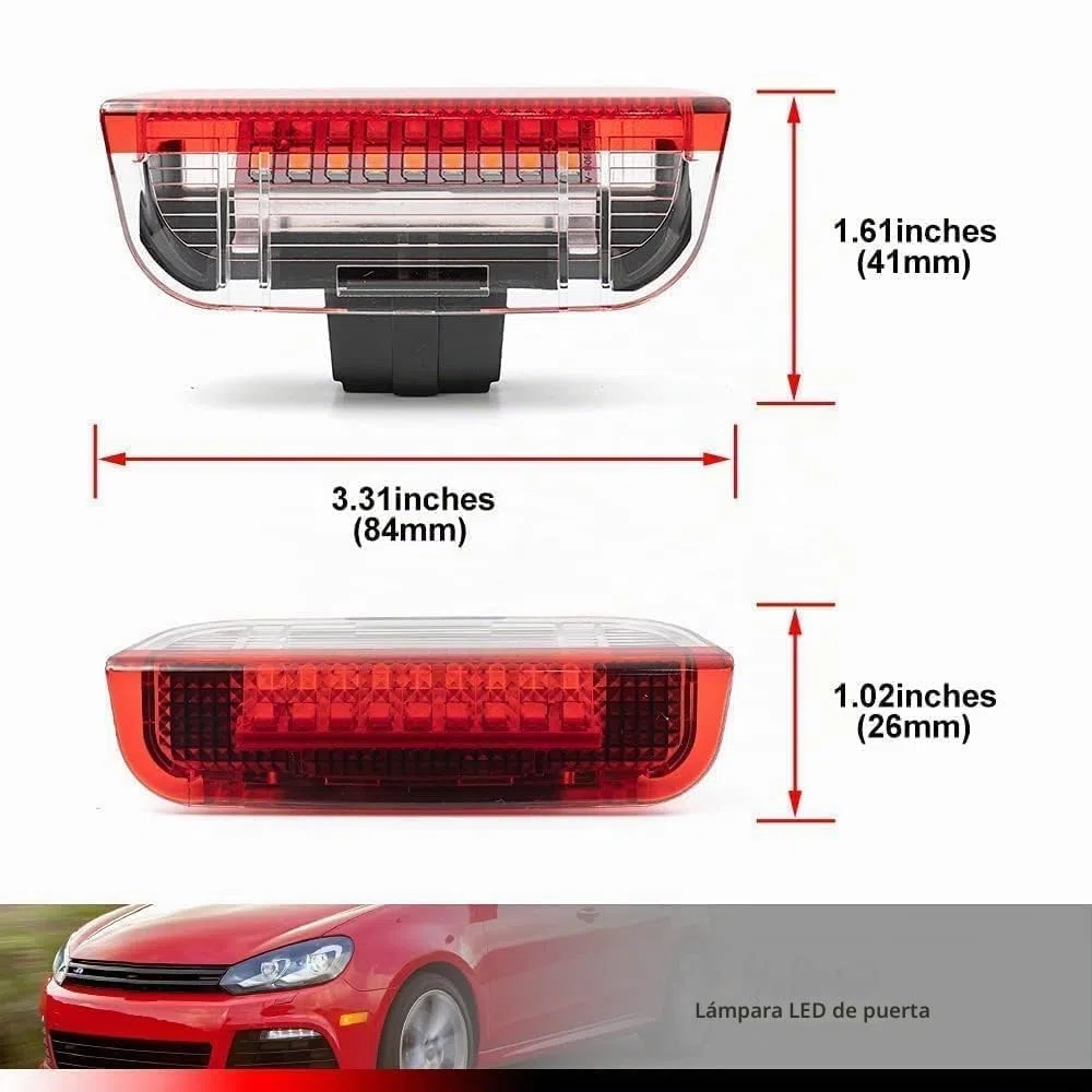 Luces LED Blancas/Rojas para Umbral de Puerta VW Golf MK5 MK6 T-iguan P-assat B6 B7 EOS S-haran J-etta Superb, Luz de Cortesía con Aviso Trasero, CAN-Bus, Arnés Incluido, 2 Unidades