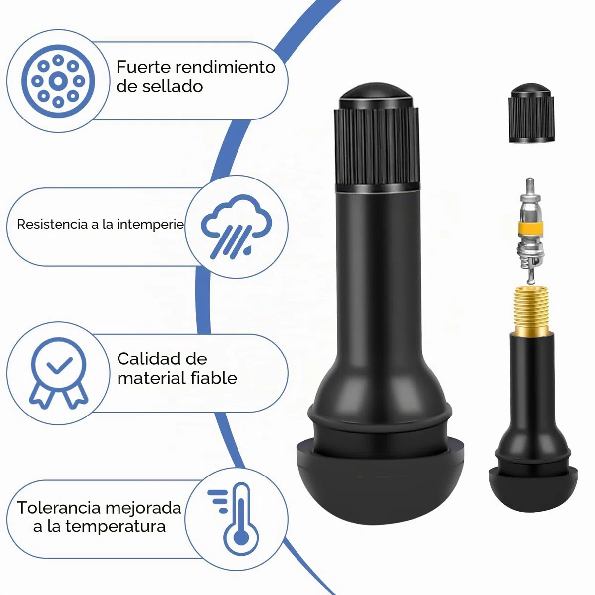 100 unidades TR413 Válvulas de goma, Válvulas de neumáticos universales, Válvulas de coche Snap-In, Válvula de neumático para neumáticos de coche y motocicletas