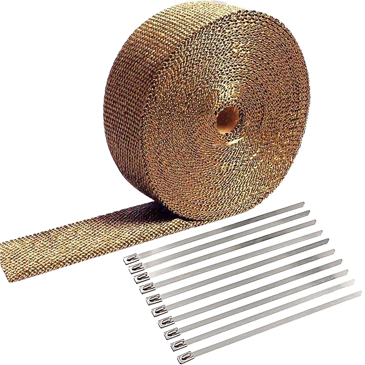 Cinta de Escape Térmica para Motocicleta Cinta Aislante Anticalor Aislante para Tubos de Escape en Fibra de Vidrio Disipación de Calor Protección Contra el Calor con 10 Bridas Metálicas