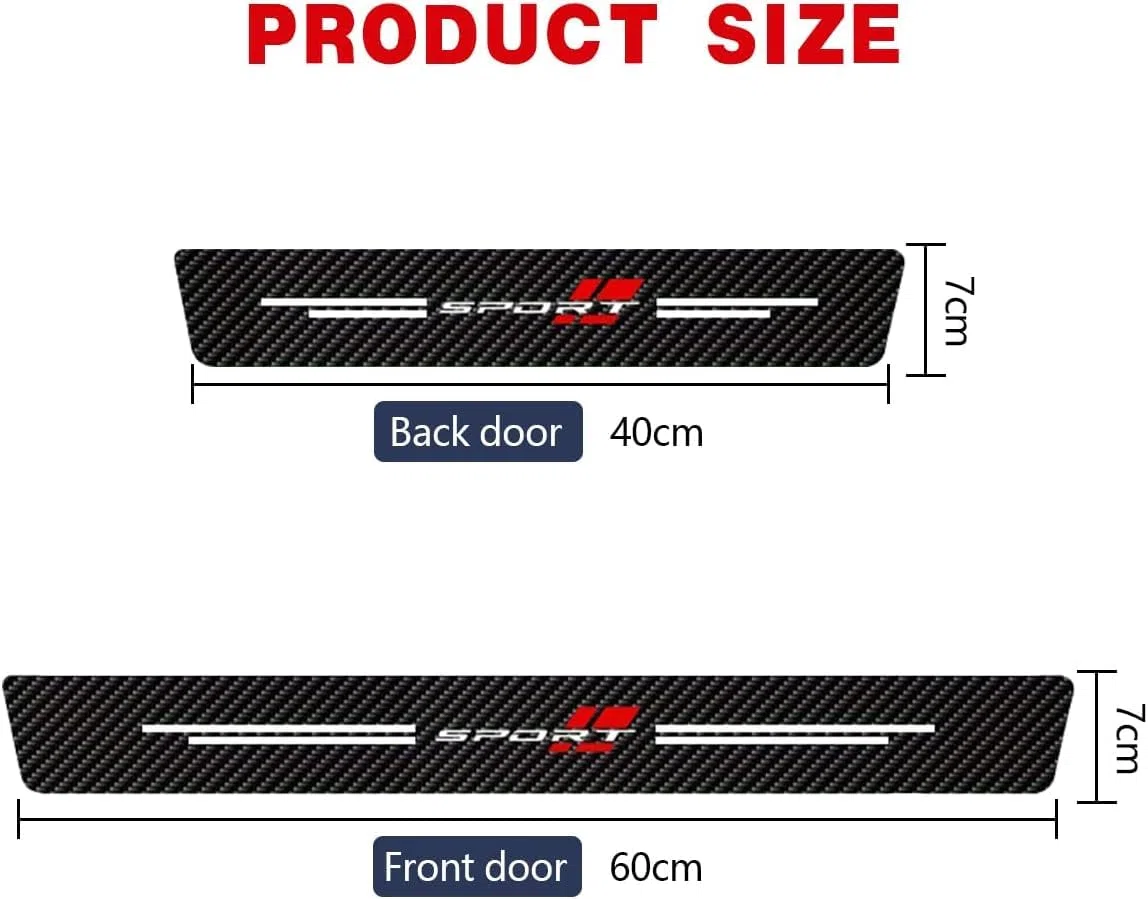4 Piezas Pegatinas Protective de Umbral de Puerta de Coche para Renault Arkana 2021-2025, Fibra Carbono Estribos de Coche Decoración Pedal Pegatinas