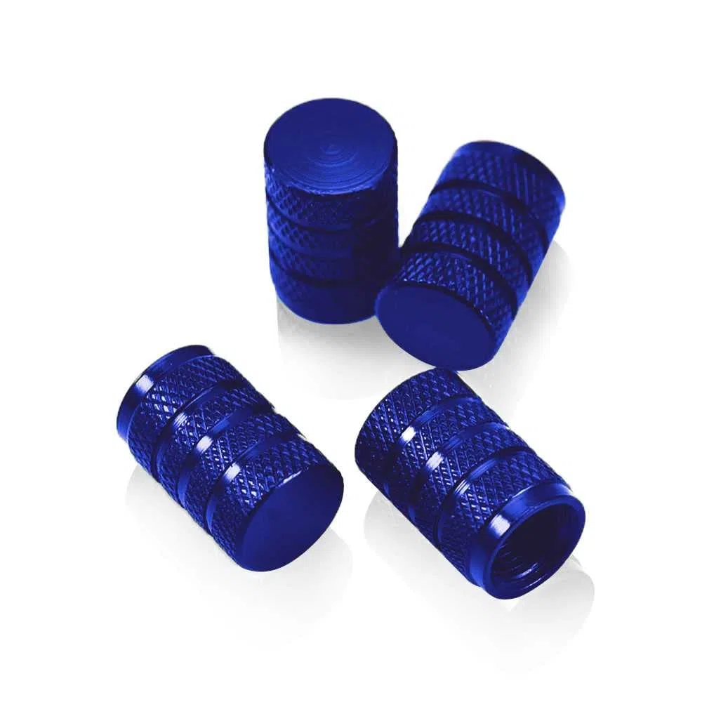 OcioDual 4 Tapones Metálicos Circular Color Azul para Ruedas Válvulas Americana Coches Motos Motocicletas Tapón de Protección Neumaticos con Válvula Coche Moto Moticicleta