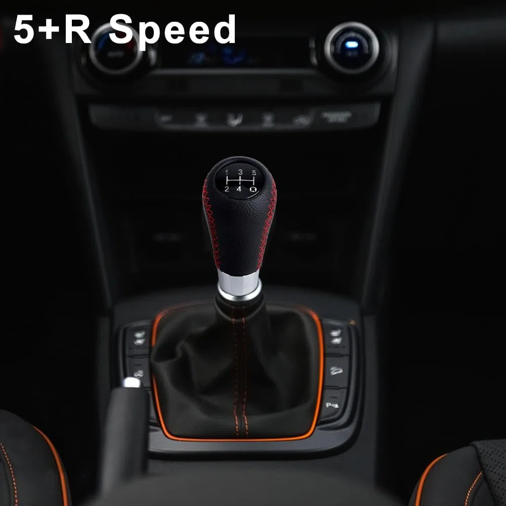 OBEST Pomos de Palanca Cambios Coche Manual Universal, 5 velocidades Perilla de Cambios de Piel para Coche de Transmisión Manual con 8mm 10mm 12mm Adaptador