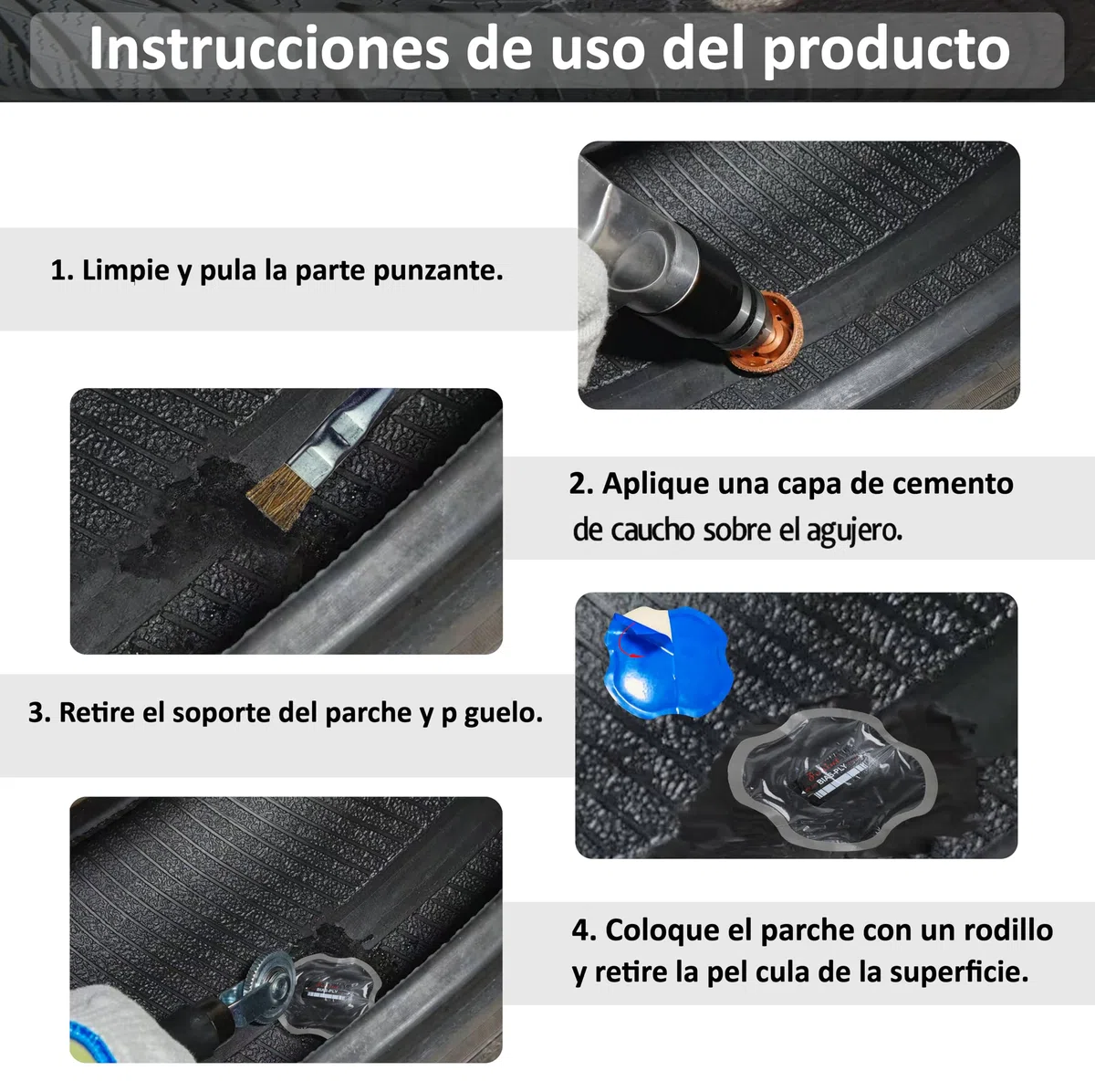 TP-R07 Parche de Reparación Radial, Parche de Reparación de Pinchazos de Neumáticos para Automóviles, Camiones, Autobuses, 5" x 3", 2 Capas, 9 Piezas