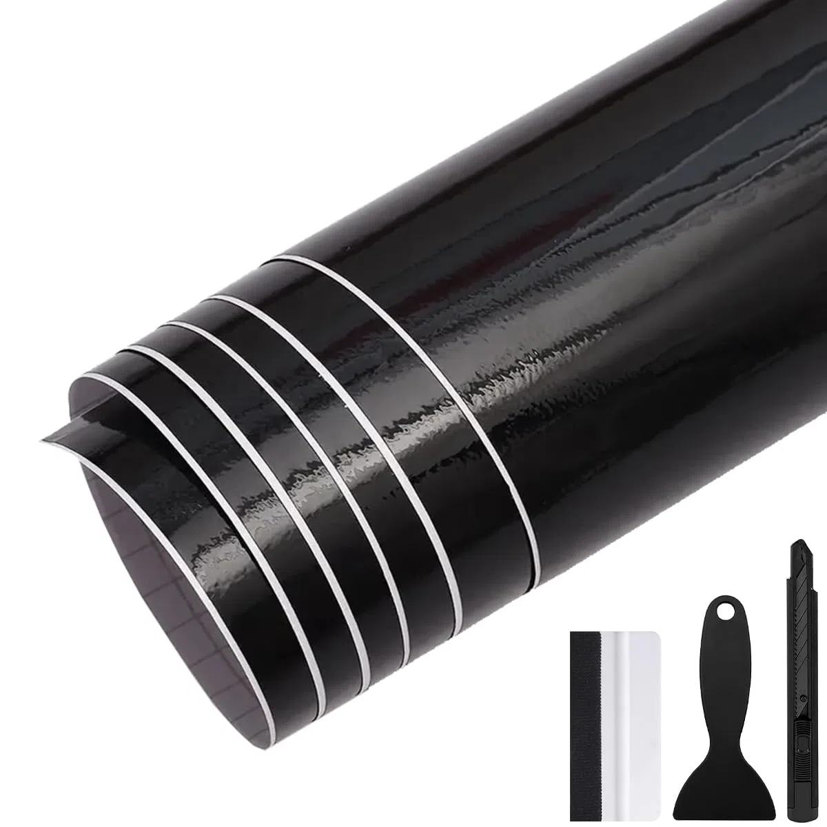 300cm x 30cm Vinilo para Coche Vinilo Adhesivo Coche de Protección para Interior/Exterior del Auto, Moto, Bicicleta (Negro Brillo, 150cm x 50cm)