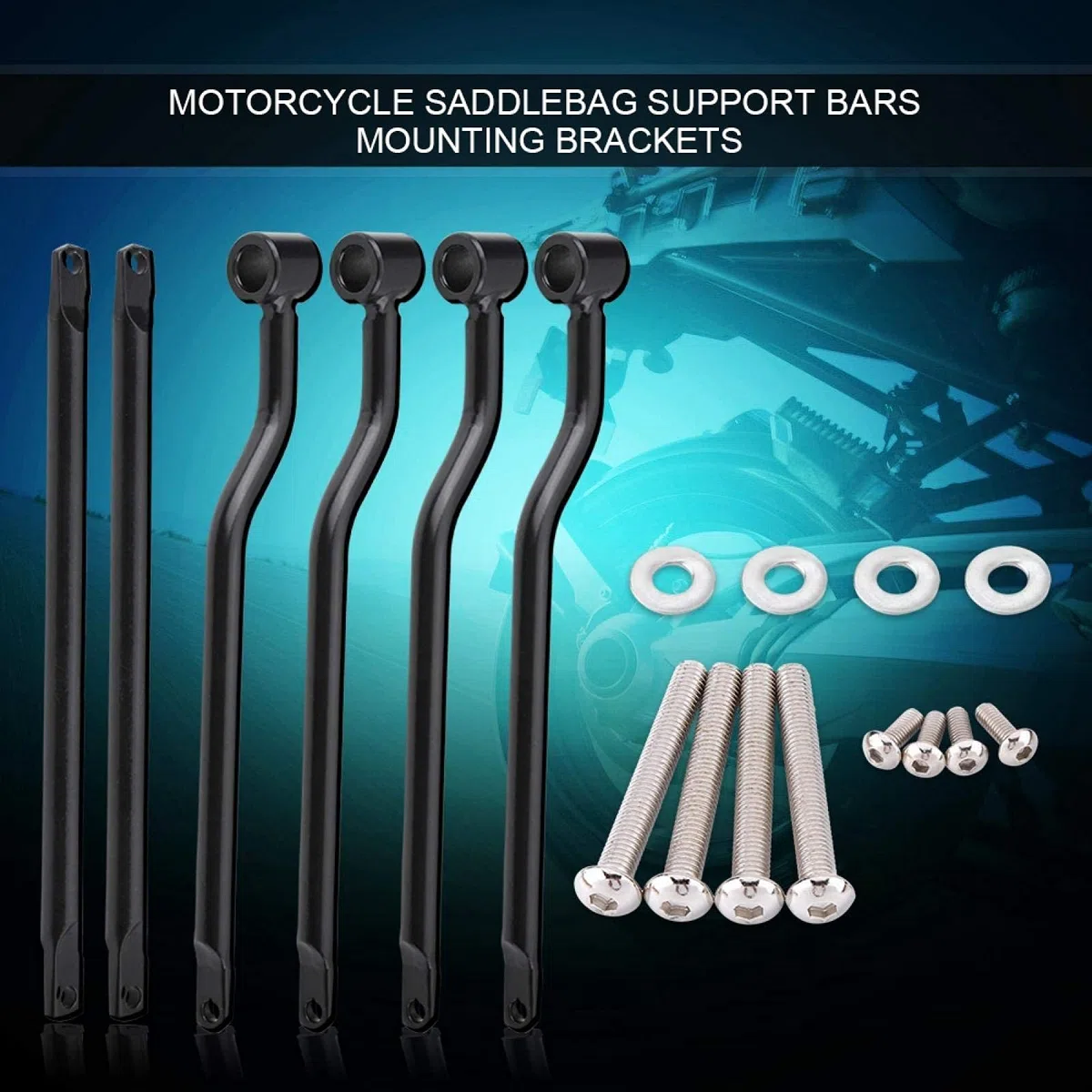 Yosoo Kit de Barras de Soporte de Bolsa para Motocicleta, Barras de Soporte de Maleta, Soportes universales de Repuesto para reemplazo para reemplazo para Negro