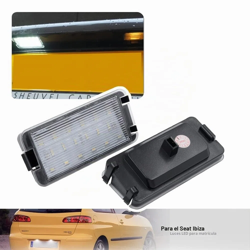Luci Targa LED Compatibili con Seat Ibiza Cordoba Leon Toledo 1M Arosa, Fanale Posteriore Targa Lente Trasparente Super Luminoso Ricambio Accessorio 2 Pezzi
