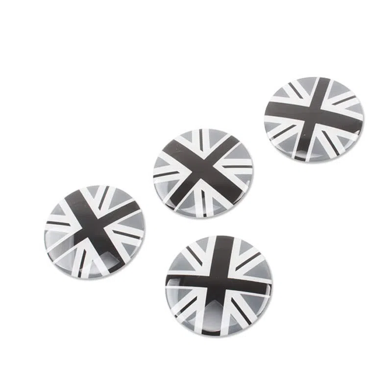 para Mini 52 mm 2,05 Pulgadas de diámetro, Pegatinas para tapacubos de Rueda de Coche (4 Unidades, Logotipo Gris Jack)