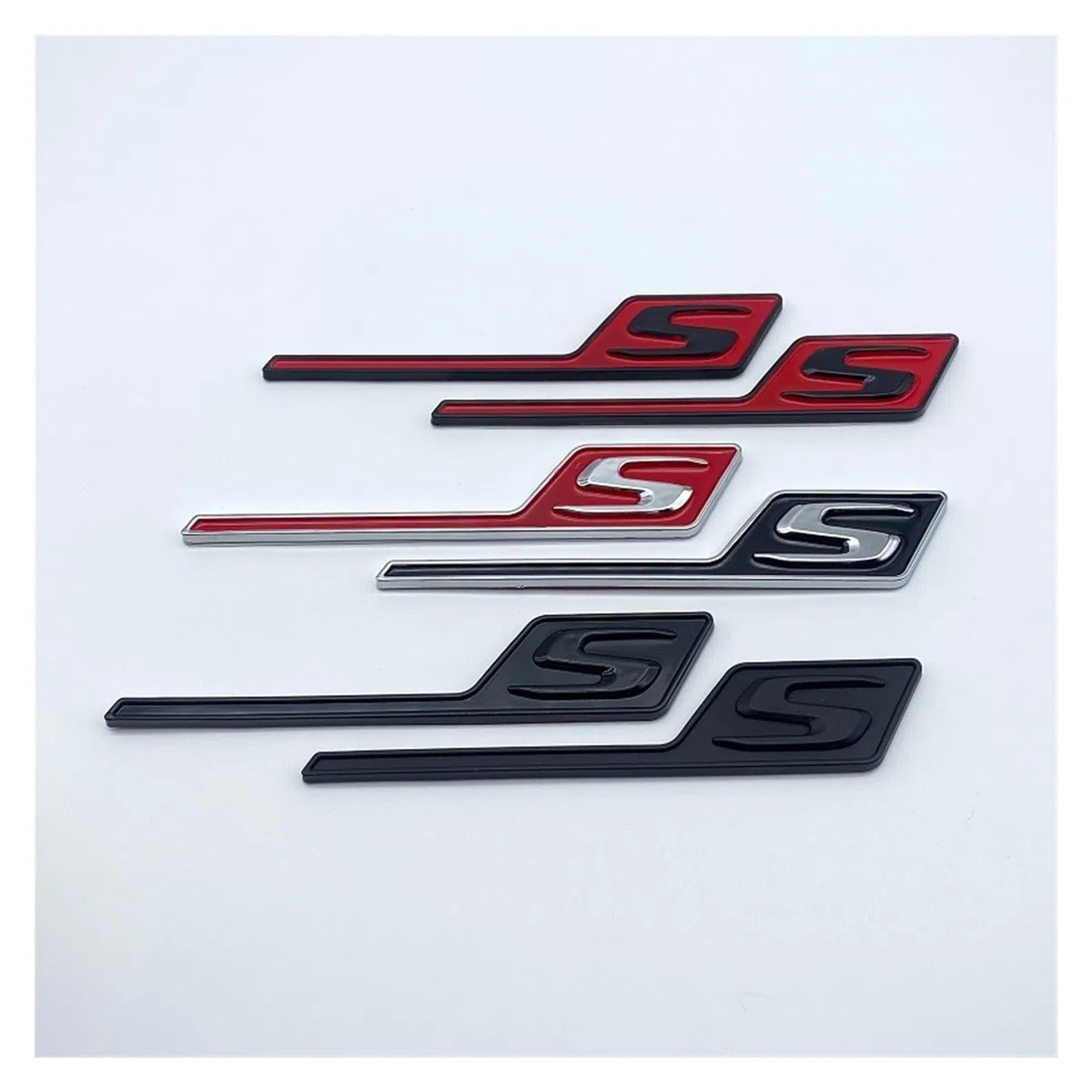 Emblema de Insignia ABS S for Maletero de Coche, Pegatinas aptas for Mercedes Benz AMG S AMG E63S C63S GLC63S GLE63S GLS63S GTS GT43S GTR GT53 GT50 CLA45S(Glossyblack Red Smal)