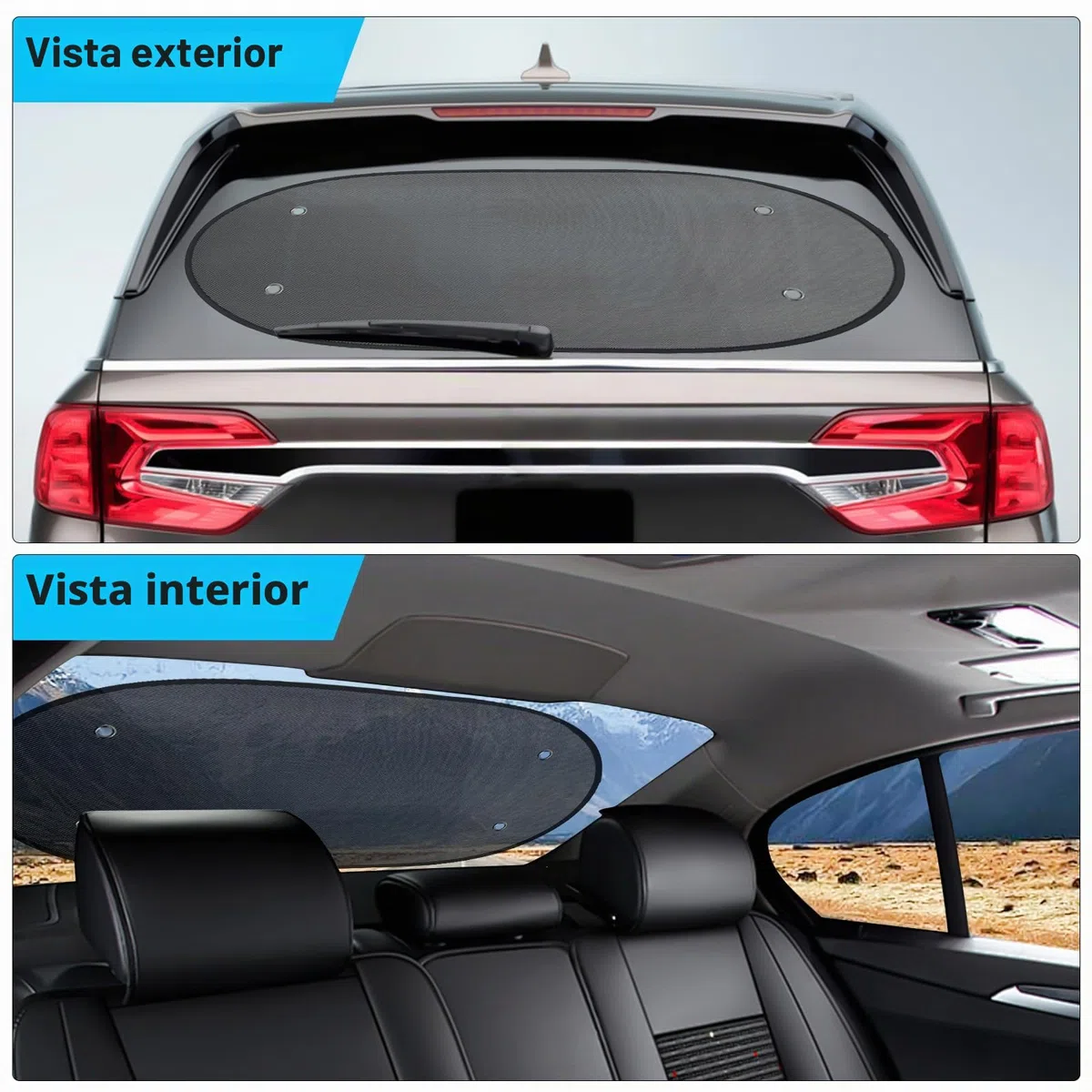 ZATOOTO Parasol Coche Trasera, Parasol Trasero con Potente Ventosa, Visera de Malla para Ventana Trasera, Protección UV, 100 x 40 cm