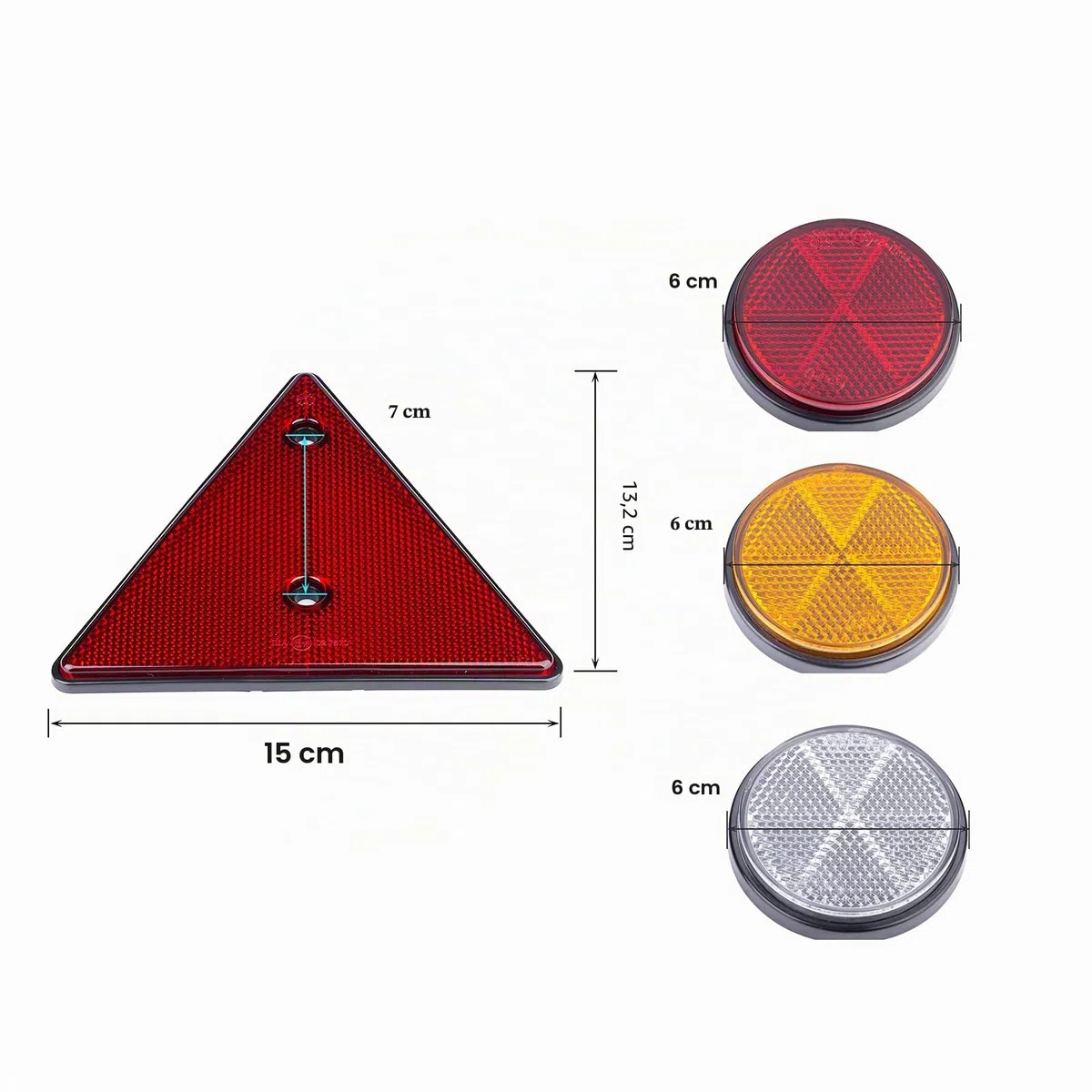 Reflectore Remolque, 2 Reflectores Triangulares Rojo con Fijación de Tornillo, 2 x Rojo 4 x Amarillo 2 x Blanco Reflectores Autoadhesivo Redondos, para Remolque Camión Caravana RV