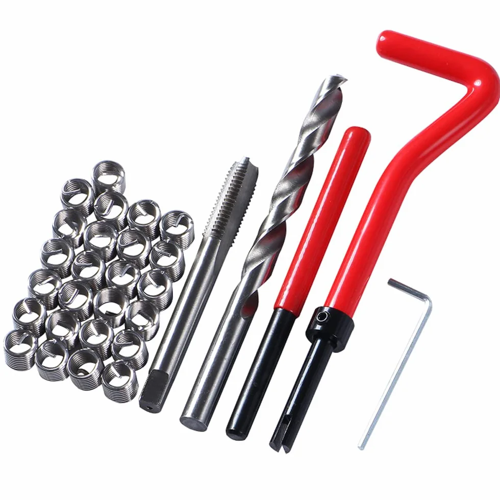 Juego de 30 Piezas de reparación de roscas de Acero Inoxidable M8 x 1,25 mm, Kit de inserción de reparación de roscas métricas, Juego de Herramientas manuales compatibles para reparación de